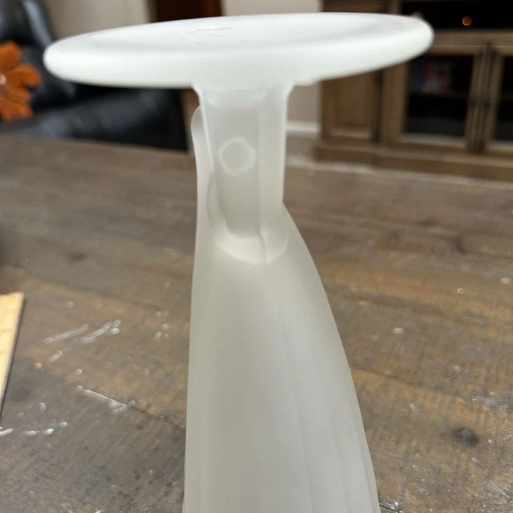 Set of 4 Frosted Glass Viking Horn Goblets Footed‎ Medieval Barware 8